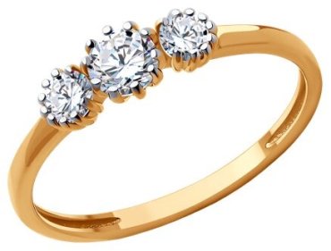 Кольцо Diamant 51-110-01858-1 размер 17 вес 1.59 г золото, фианит купить,NaN