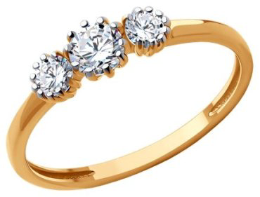Кольцо Diamant 51-110-01858-1 размер 17 вес 1.59 г золото, фианит купить,NaN