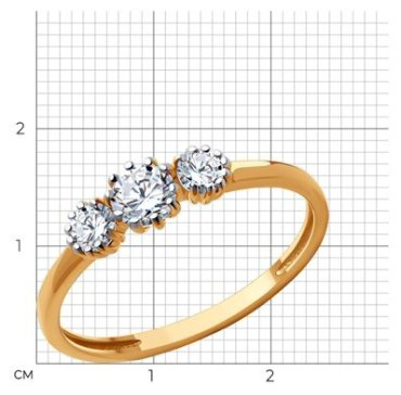 Кольцо Diamant 51-110-01858-1 размер 17 вес 1.59 г золото, фианит купить,NaN