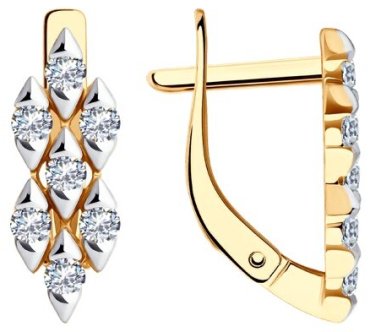 Серьги Diamant 51-120-02346-1 вес 2.55 г золото, фианит купить,NaN