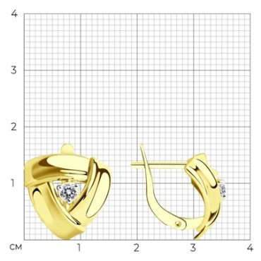 Серьги Diamant 53-120-01255-1 вес 3.03 г золото, фианит купить,NaN
