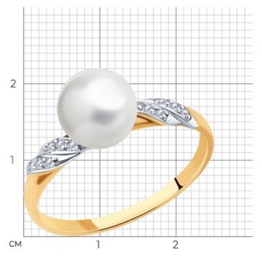 Кольцо Diamant 791218_17-5 размер 17.5 вес 1.87 г золото, жемчуг купить,NaN