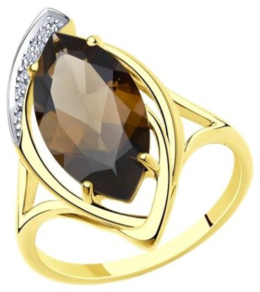 Кольцо Diamant 53-310-00703-2_19 размер 19 вес 3.3 г золото, раухтопаз купить,269912