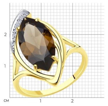 Кольцо Diamant 53-310-00703-2_19 размер 19 вес 3.3 г золото, раухтопаз купить,269912