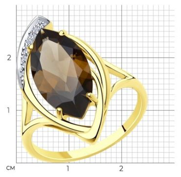 Кольцо Diamant 53-310-00703-2_19 размер 19 вес 3.3 г золото, раухтопаз купить,269912