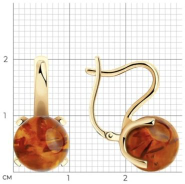 Серьги Diamant 51-320-00767-1 вес 4.36 г золото, янтарь купить,427030