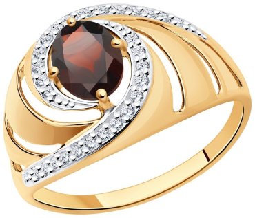 Кольцо LUXOR JEWELRY 714495 18 размер 18 вес 2.26 г золото, фианит, гранат купить,NaN