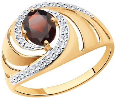 Кольцо LUXOR JEWELRY 714495 18 размер 18 вес 2.26 г золото, фианит, гранат купить,NaN