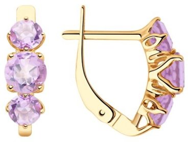 Серьги Diamant 51-320-00293-3 вес 2.65 г золото, аметист купить,NaN