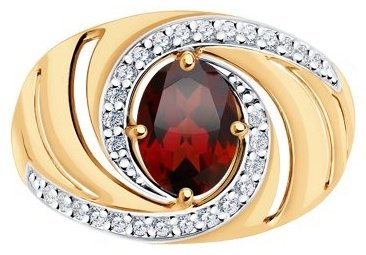 Кольцо LUXOR JEWELRY 714495 18 размер 18 вес 2.26 г золото, фианит, гранат купить,NaN