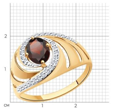 Кольцо LUXOR JEWELRY 714495 18 размер 18 вес 2.26 г золото, фианит, гранат купить,NaN