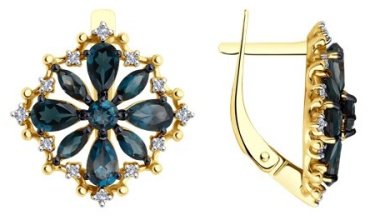 Серьги Diamant 53-320-02349-1 вес 4.35 г золото, лондон топаз купить,NaN