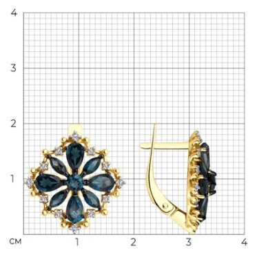 Серьги Diamant 53-320-02349-1 вес 4.35 г золото, лондон топаз купить,NaN