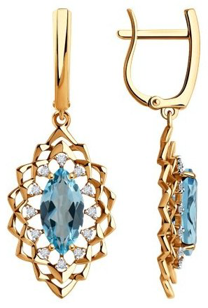 Серьги Diamant 51-321-02468-1 вес 5.5 г золото, топаз купить,NaN