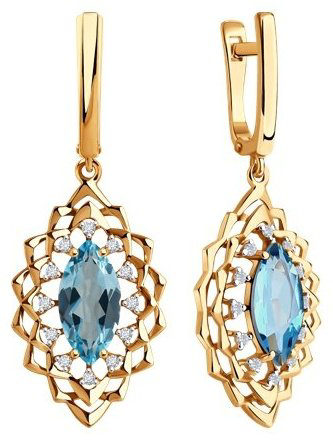 Серьги Diamant 51-321-02468-1 вес 5.5 г золото, топаз купить,NaN