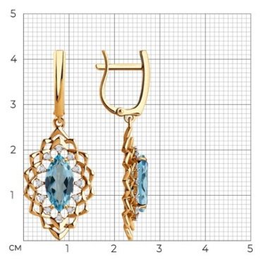Серьги Diamant 51-321-02468-1 вес 5.5 г золото, топаз купить,NaN