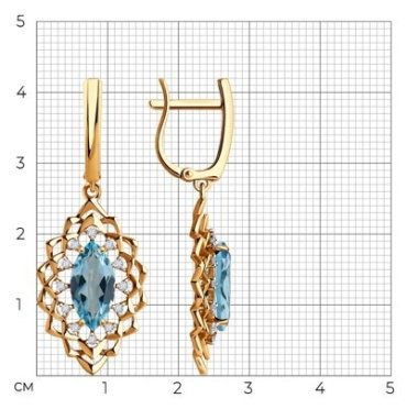 Серьги Diamant 51-321-02468-1 вес 5.5 г золото, топаз купить,NaN