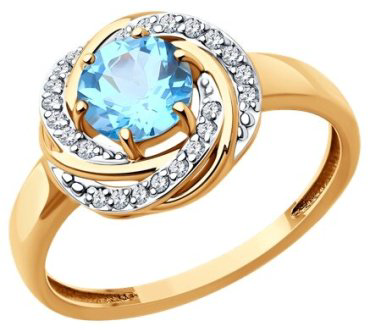 Кольцо Diamant 51-310-02281-1_18-5 размер 18.5 вес 2.6 г золото, топаз купить,NaN