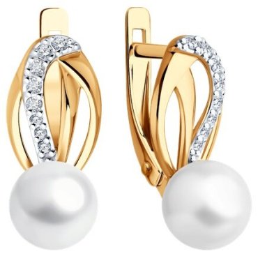 Серьги Diamant 51-320-02362-1 вес 3.37 г золото, жемчуг купить,NaN