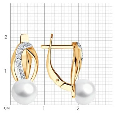 Серьги Diamant 51-320-02362-1 вес 3.37 г золото, жемчуг купить,NaN