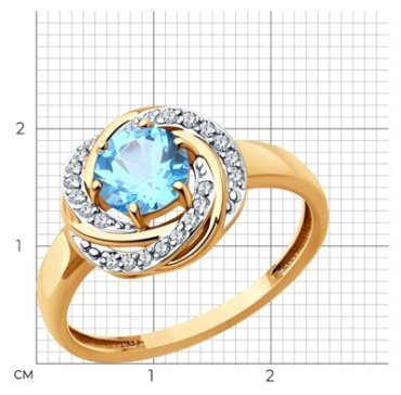 Кольцо Diamant 51-310-02281-1_18-5 размер 18.5 вес 2.6 г золото, топаз купить,NaN