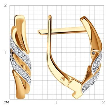 Серьги Diamant 51-220-01904-1 вес 2.72 г золото, бриллиант купить,582126