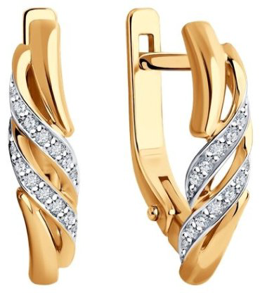 Серьги Diamant 51-220-01904-1 вес 2.72 г золото, бриллиант купить,582126