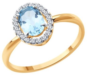 Кольцо Diamant 51-310-02049-1_17 размер 17 вес 1.74 г золото, топаз купить,NaN