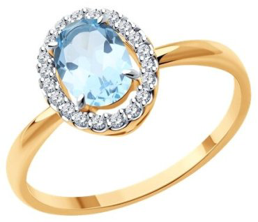 Кольцо Diamant 51-310-02049-1_17 размер 17 вес 1.74 г золото, топаз купить,NaN