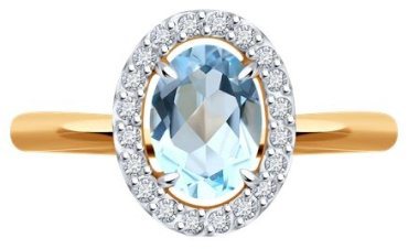 Кольцо Diamant 51-310-02049-1_17 размер 17 вес 1.74 г золото, топаз купить,NaN