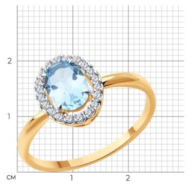 Кольцо Diamant 51-310-02049-1_17 размер 17 вес 1.74 г золото, топаз купить,NaN