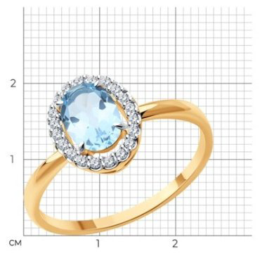 Кольцо Diamant 51-310-02049-1_17 размер 17 вес 1.74 г золото, топаз купить,NaN
