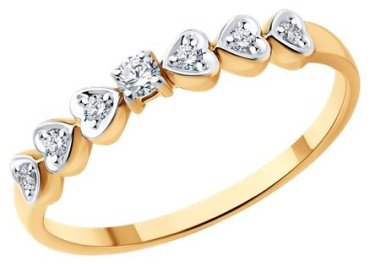 Кольцо Diamant 51-210-01905-1_18 размер 18 вес 1.61 г золото, бриллиант купить,NaN