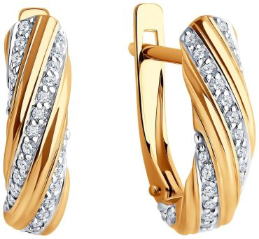 Серьги Diamant 51-120-02260-1 вес 2.8 золото, фианит купить,NaN