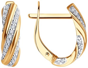 Серьги Diamant 51-120-02260-1 вес 2.8 золото, фианит купить,NaN