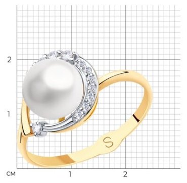 Кольцо Diamant 791149_18 размер 18 вес 2.03 г золото, жемчуг купить,NaN