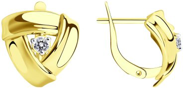 Серьги Diamant 53-120-01255-1 вес 3.04 г золото, фианит купить,NaN