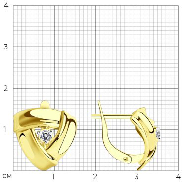 Серьги Diamant 53-120-01255-1 вес 3.04 г золото, фианит купить,NaN