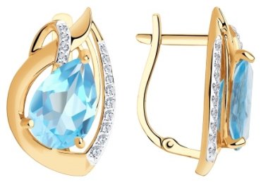 Серьги Diamant 51-320-00931-1 вес 5.86 г золото, фианит, топаз купить,587559
