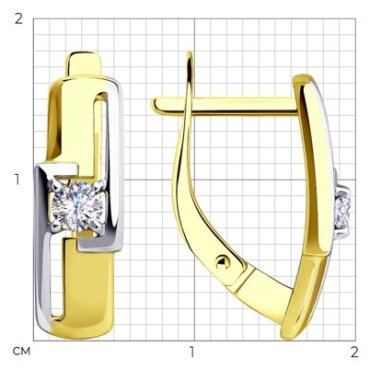 Серьги Diamant 53-120-00892-1 вес 2.7 г золото, фианит купить,NaN