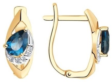 Серьги SOKOLOV 725963 вес 2.48 г золото, фианит, топаз 101213355 купить,NaN