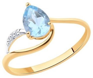 Кольцо Diamant 51-310-00985-1 размер 18 вес 1.42 г золото, фианит, топаз купить,NaN