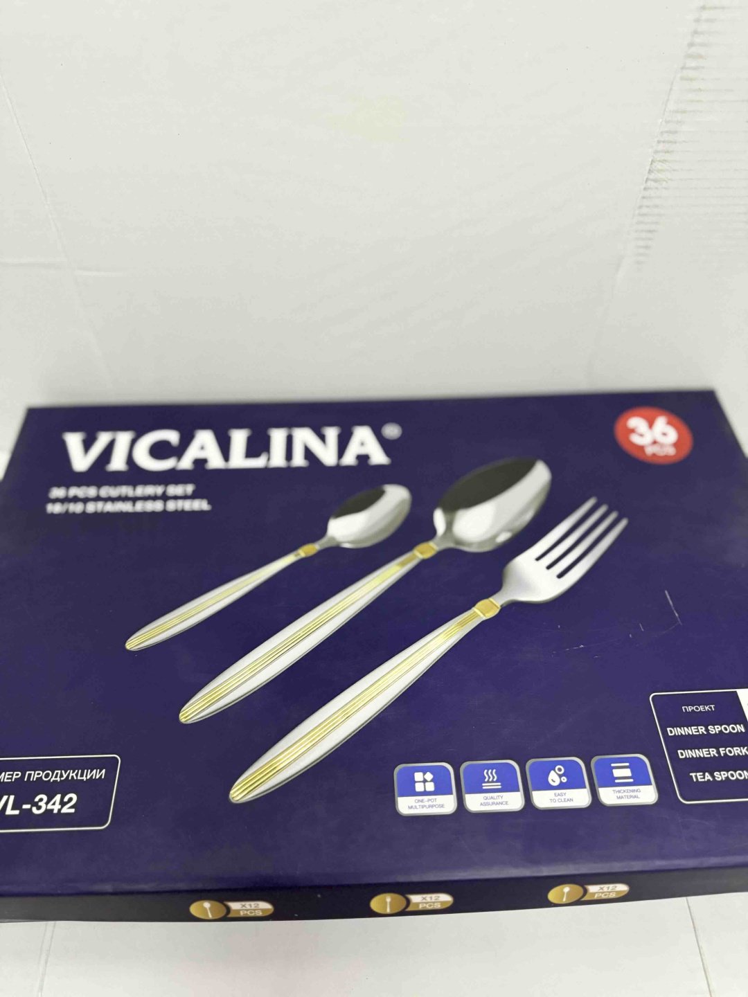 Набор столовых приборов Vicalina 36 шт, золотистый, серебристый 342/18/10
