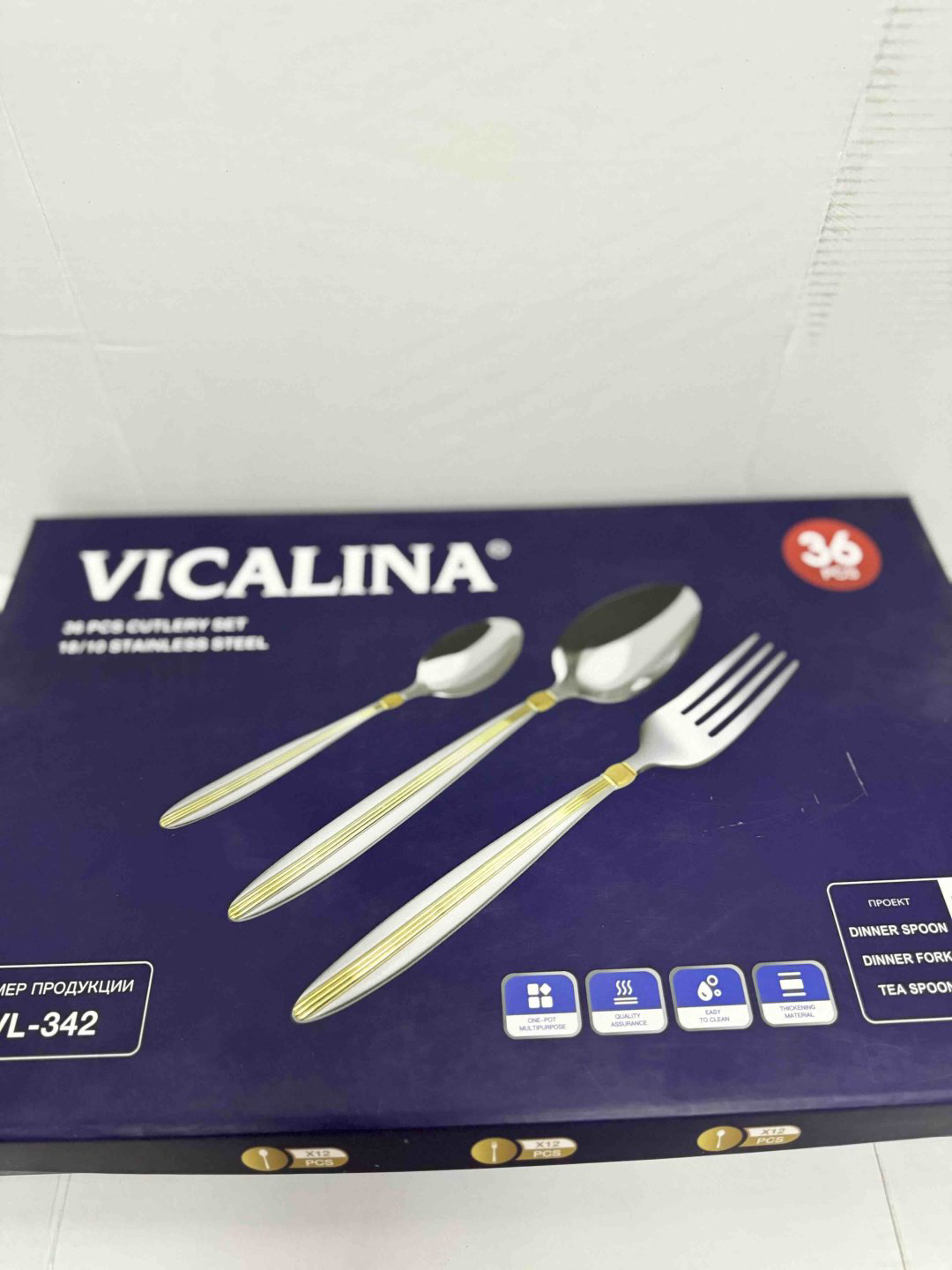 Набор столовых приборов Vicalina 36 шт, золотистый, серебристый 342/18/10 купить,NaN