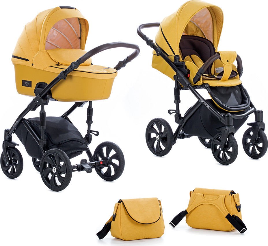 Коляска Tutis Viva Life 2в1 пастельно-желтый+кожа шафрановый купить,NaN