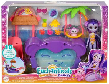 Кукла коллекционная Enchantimals Тропический бассейн с обезьянками HTW73, 16 см, мультиколор