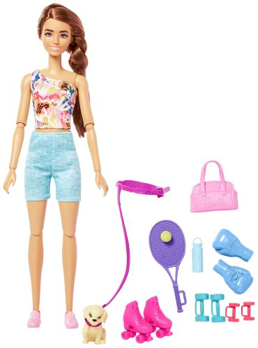 Кукла-модель BARBIE Спортивная прогулка с питомцем HKT910, 29 см купить,NaN