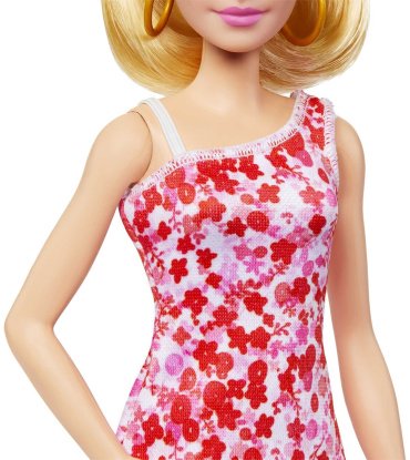 Кукла-модель Barbie Fashionistas. Барби в красном цветочном платье HJT020, 29 см
