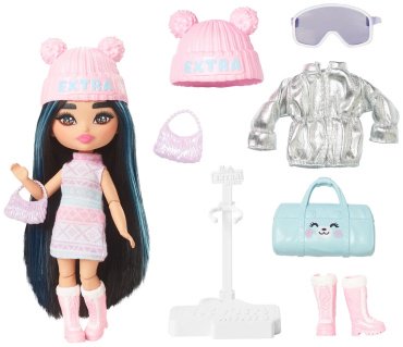 Кукла-модель Barbie Extra. Кукла Мини в зимнем образе HPB200, 14 см