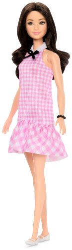 Кукла-модель Barbie Fashionistas. Барби в розовом платье с завивкой HRH210, 29 см
